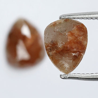 1.86 CT Pear Shape Rustic Diamond Pair, Natural Reddish Loose Diamonds for Stud Earrings