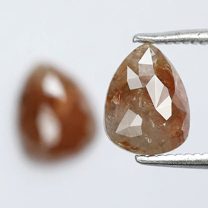 1.86 CT Pear Shape Rustic Diamond Pair, Natural Reddish Loose Diamonds for Stud Earrings