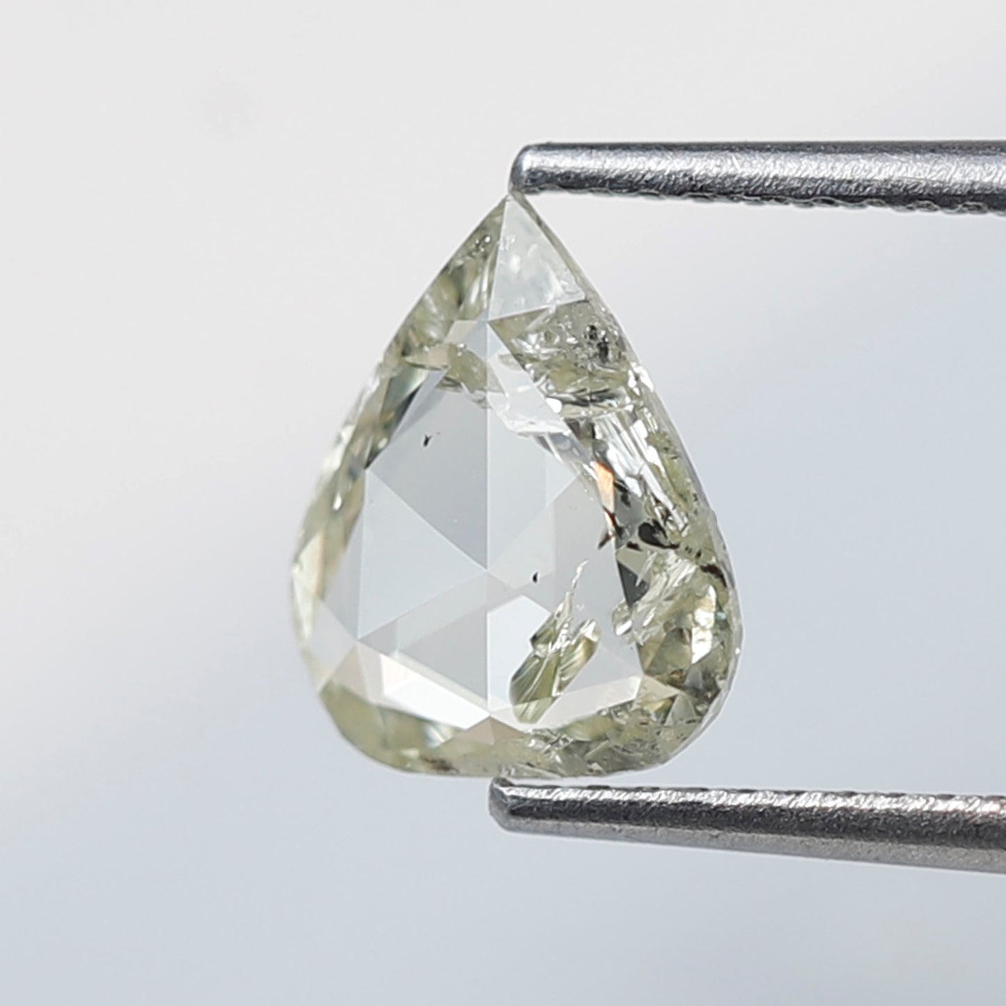 Pear Shape 1.46 Ct Rose Cut Diamond, Light Yellow Natural Diamond, Loose Stone for Custom Wedding Ring