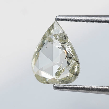 Pear Shape 1.46 Ct Rose Cut Diamond, Light Yellow Natural Diamond, Loose Stone for Custom Wedding Ring