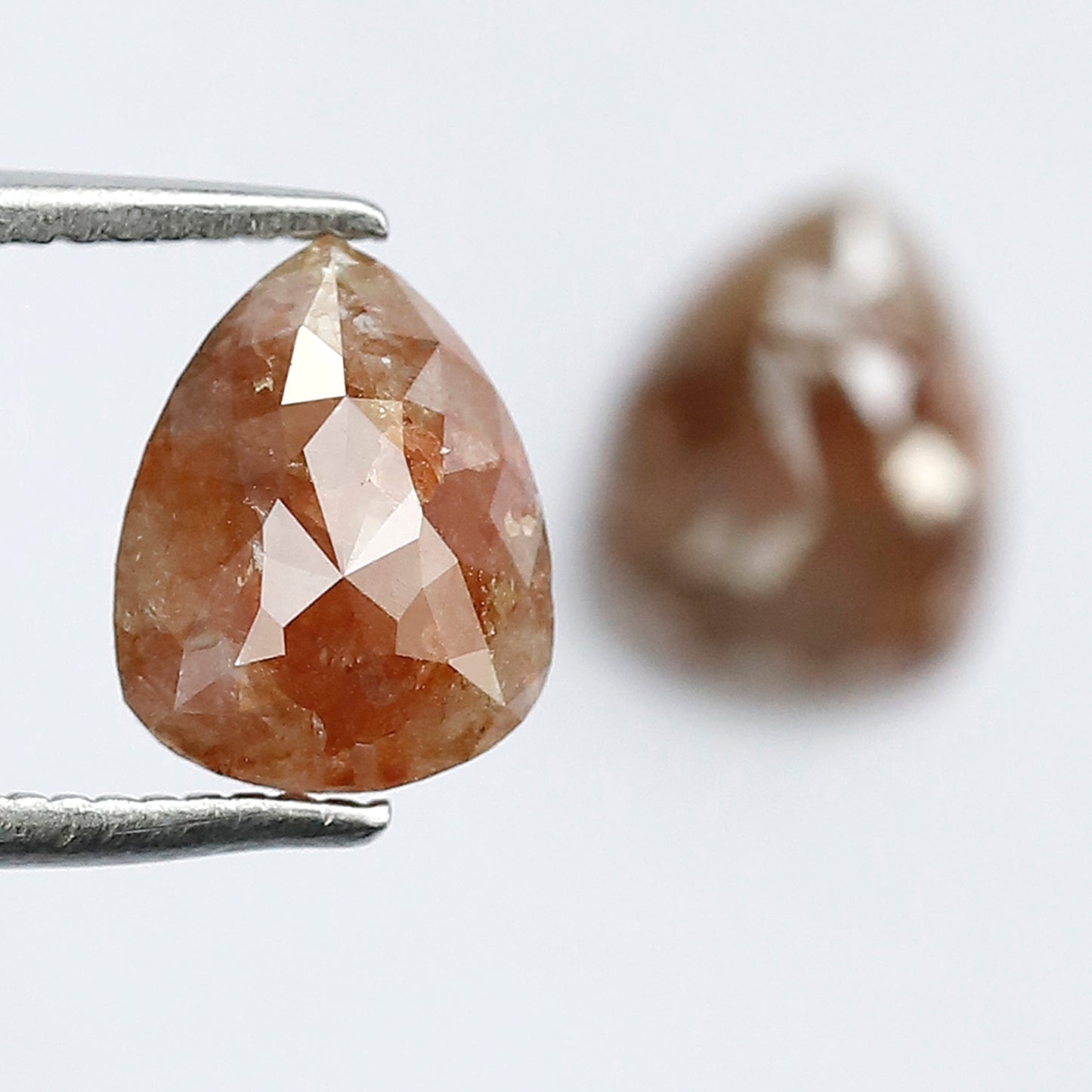 1.86 CT Pear Shape Rustic Diamond Pair, Natural Reddish Loose Diamonds for Stud Earrings
