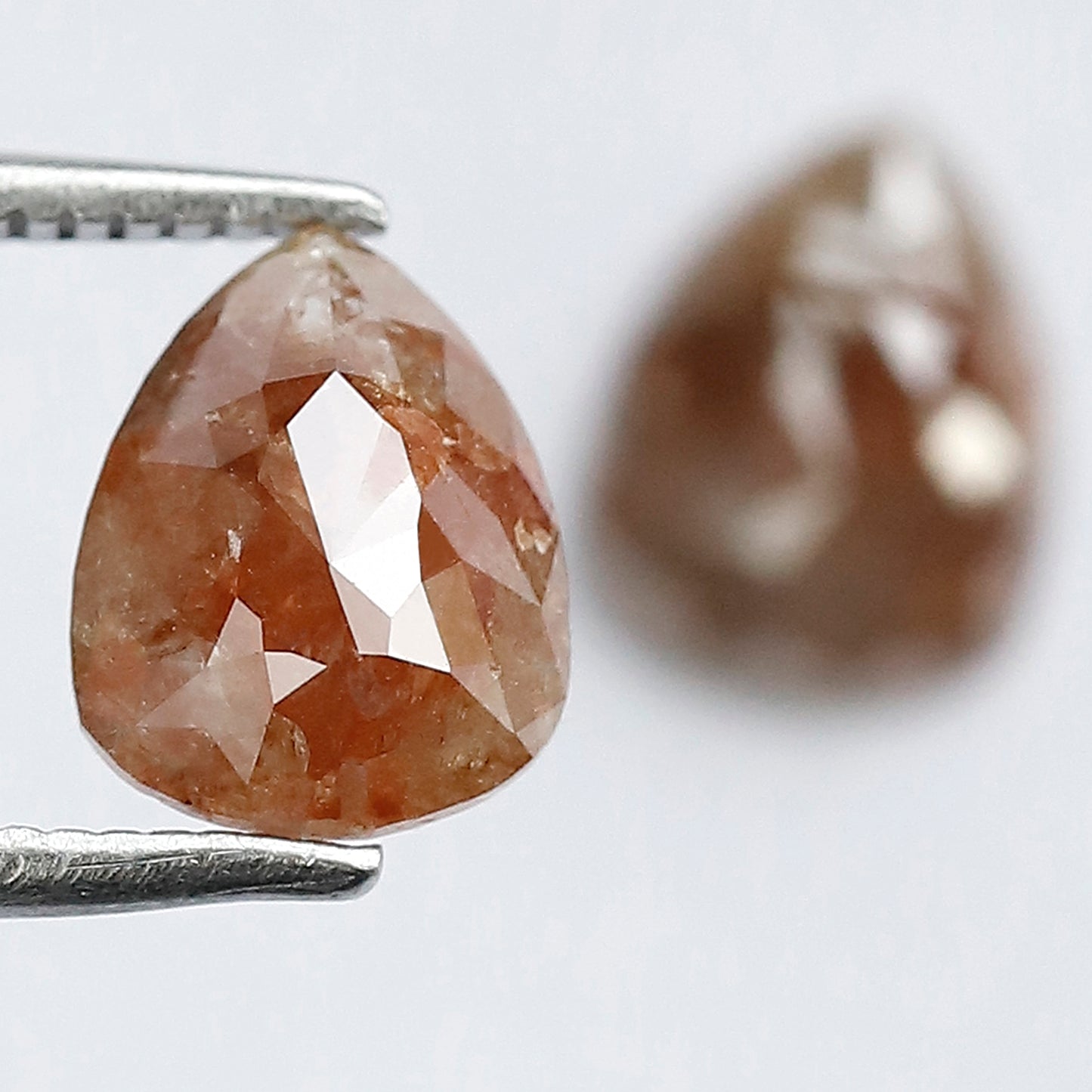 1.86 CT Pear Shape Rustic Diamond Pair, Natural Reddish Loose Diamonds for Stud Earrings