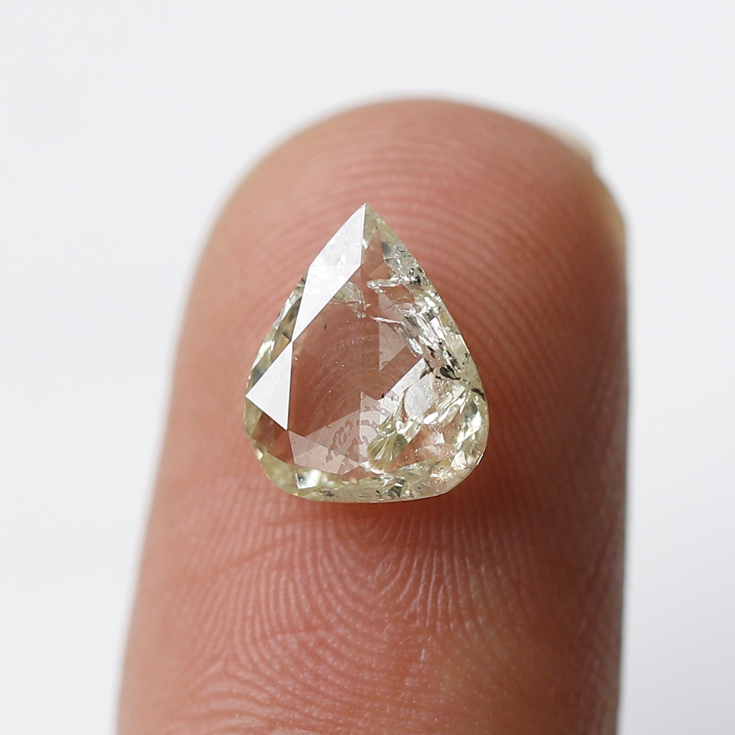 Pear Shape 1.46 Ct Rose Cut Diamond, Light Yellow Natural Diamond, Loose Stone for Custom Wedding Ring