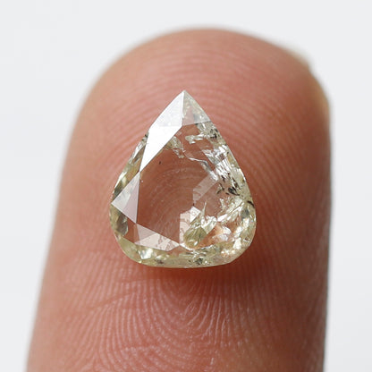 Pear Shape 1.46 Ct Rose Cut Diamond, Light Yellow Natural Diamond, Loose Stone for Custom Wedding Ring