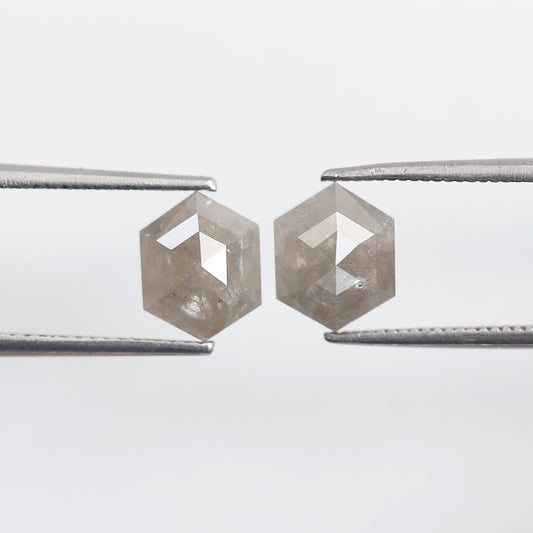 3.21 Ct Pair of Elongated hexagon Shape Salt and Pepper Diamond 8 mm Natural Loose Grey Color Diamond