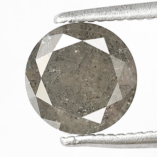 Natural 1.32 Carat Round Brilliant Cut Salt and Pepper Diamond, Gray Black Loose Earth Mined Diamond for Ring Jewelry