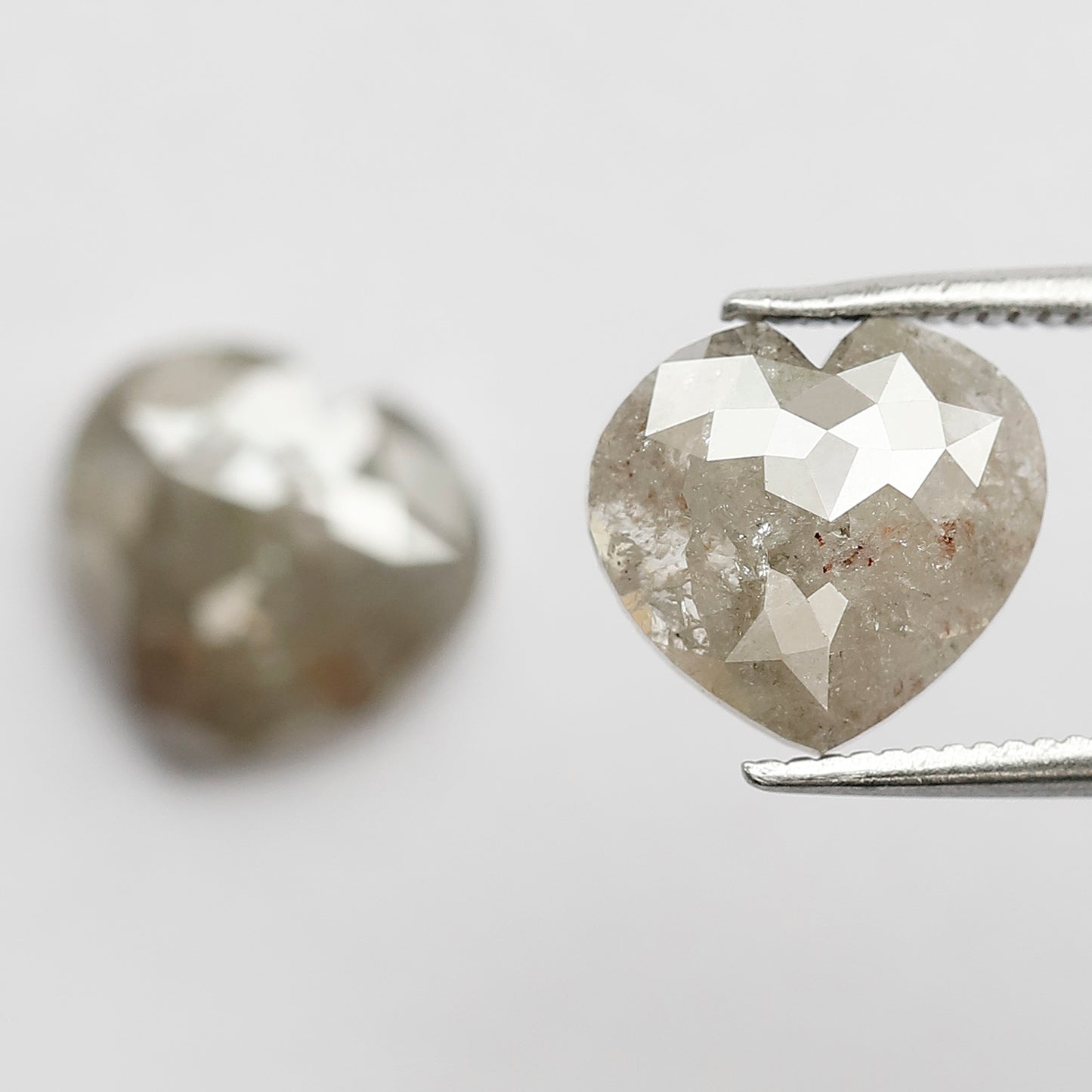 4.64 CT Splendid Pair of Heart Shape Grayish Black Multi Faceted Natural Salt and Pepper Diamond Ideal for Making Perfect Stud Earrings