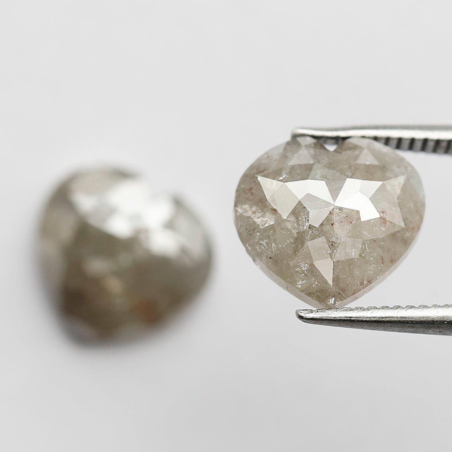 4.64 CT Splendid Pair of Heart Shape Grayish Black Multi Faceted Natural Salt and Pepper Diamond Ideal for Making Perfect Stud Earrings