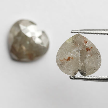 4.64 CT Splendid Pair of Heart Shape Grayish Black Multi Faceted Natural Salt and Pepper Diamond Ideal for Making Perfect Stud Earrings