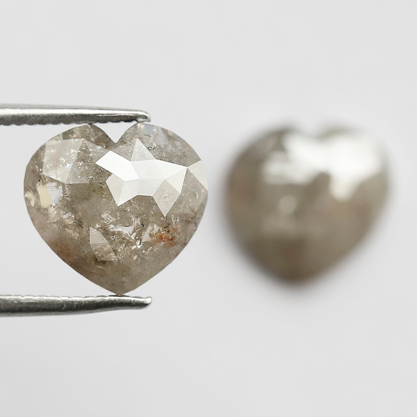 4.64 CT Splendid Pair of Heart Shape Grayish Black Multi Faceted Natural Salt and Pepper Diamond Ideal for Making Perfect Stud Earrings