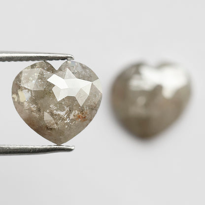 4.64 CT Splendid Pair of Heart Shape Grayish Black Multi Faceted Natural Salt and Pepper Diamond Ideal for Making Perfect Stud Earrings