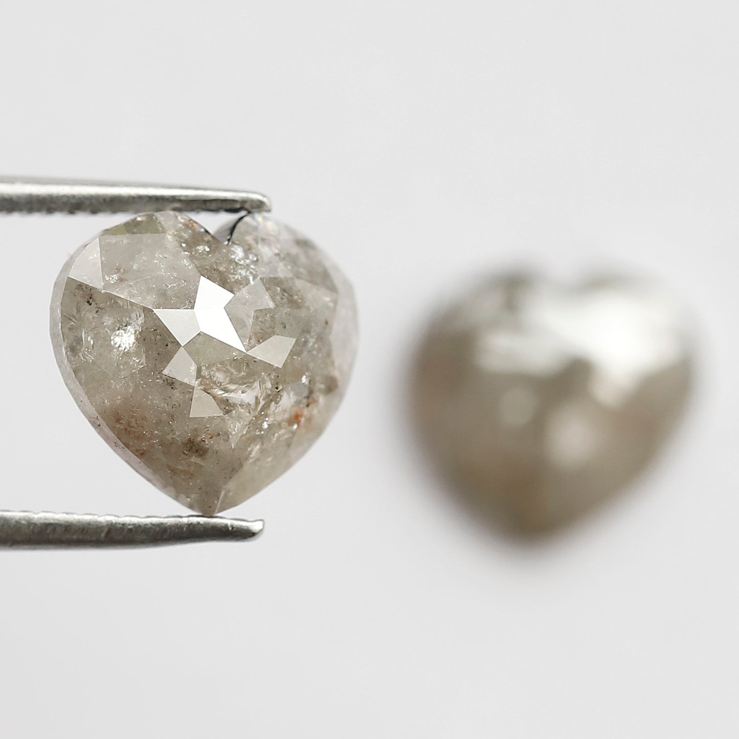 4.64 CT Splendid Pair of Heart Shape Grayish Black Multi Faceted Natural Salt and Pepper Diamond Ideal for Making Perfect Stud Earrings