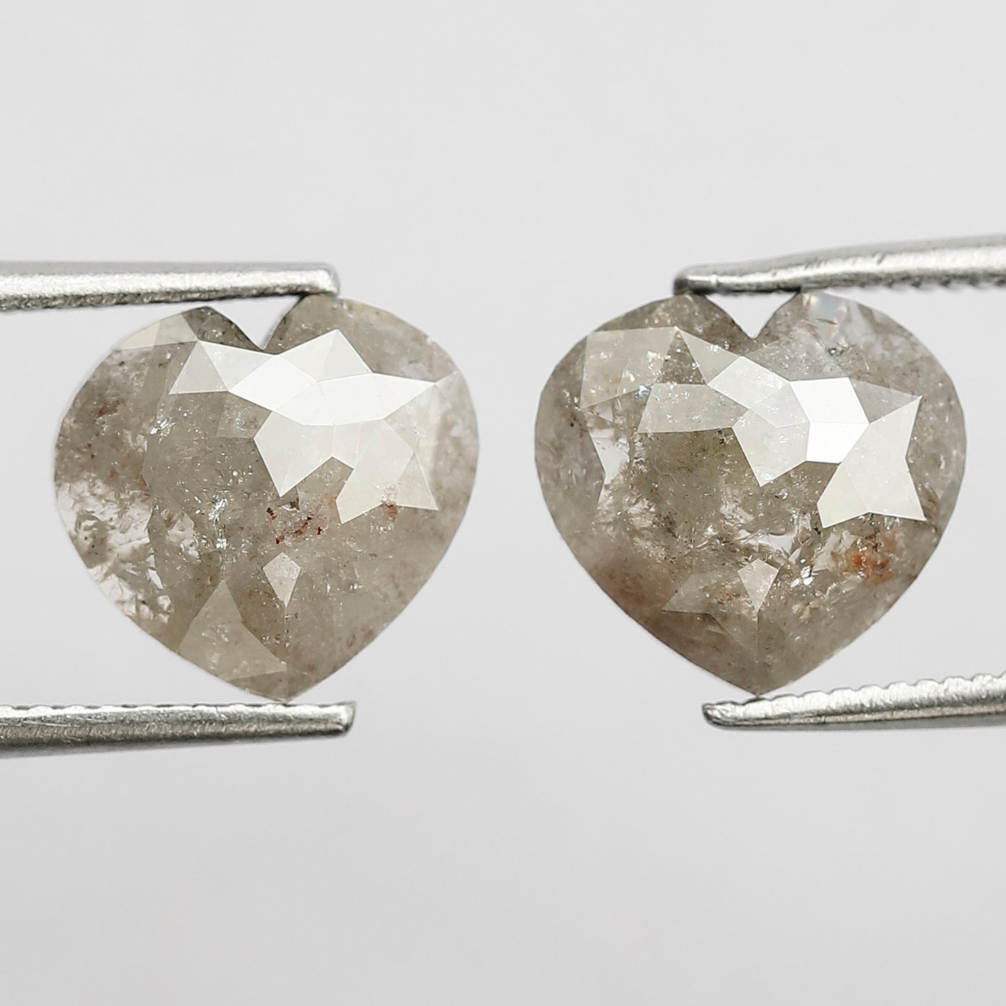 4.64 CT Splendid Pair of Heart Shape Grayish Black Multi Faceted Natural Salt and Pepper Diamond Ideal for Making Perfect Stud Earrings