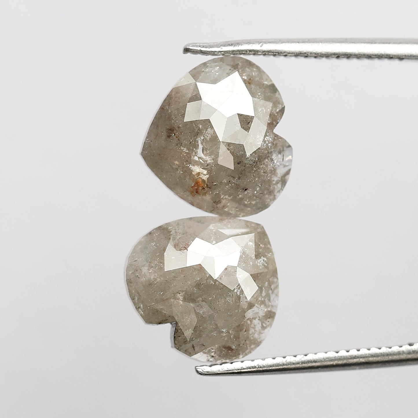 4.64 CT Splendid Pair of Heart Shape Grayish Black Multi Faceted Natural Salt and Pepper Diamond Ideal for Making Perfect Stud Earrings