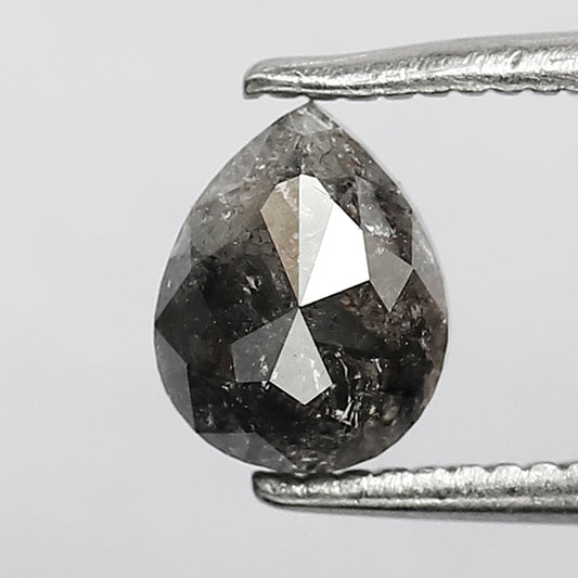 0.88 Ct Pear Shape Salt and Pepper Diamond | Natural Gray Black Loose Diamond for Pear Diamond Ring