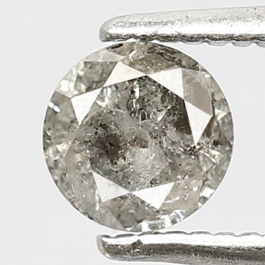 0.50 CT Round Brilliant Salt and Pepper Diamond, 5 x 5 mm Natural Gray Black Loose Diamond, Conflict Free Engagement Stone
