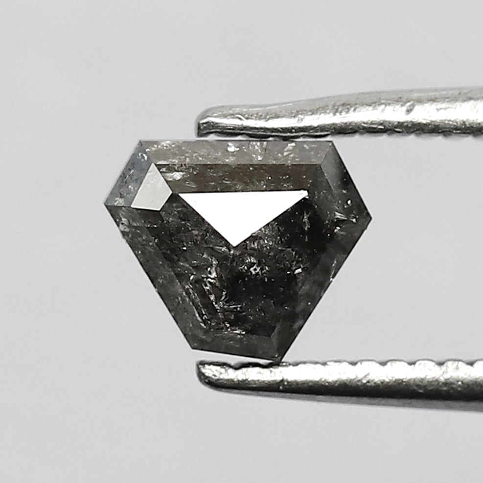0.67 Ct Modified Cut Salt and Pepper Diamond | 5.3 mm Natural Gray Black Earth Mined Diamond