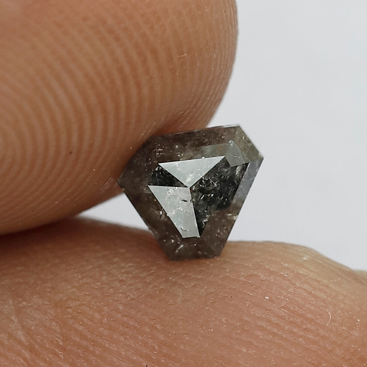 0.67 Ct Modified Cut Salt and Pepper Diamond | 5.3 mm Natural Gray Black Earth Mined Diamond