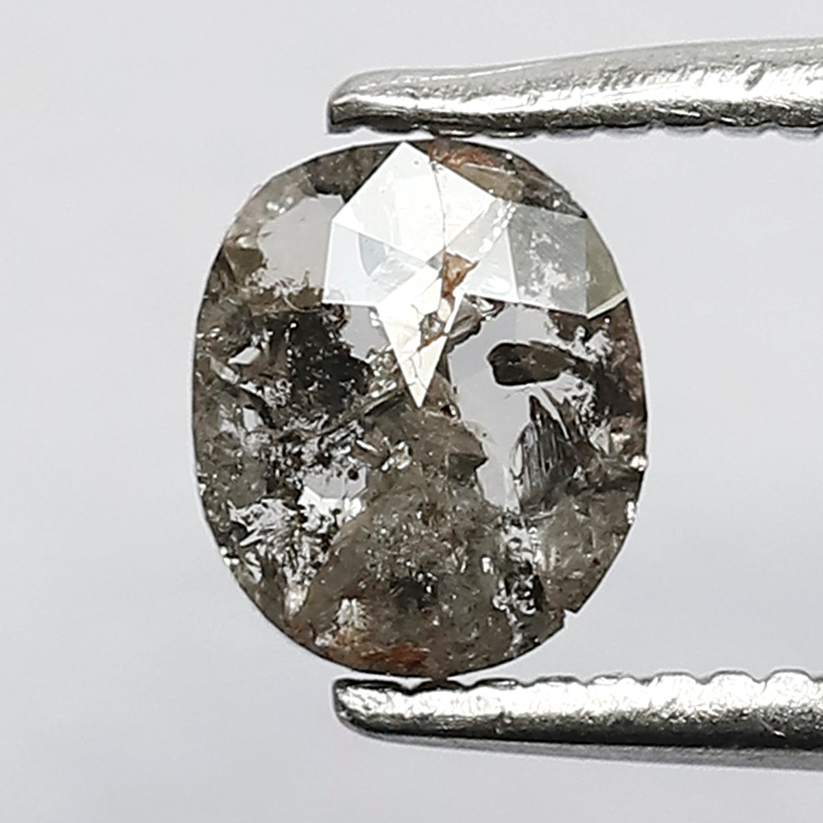 natural oval shape 0.57 ct diamond, 6 mm gray black loose conflict free diamond