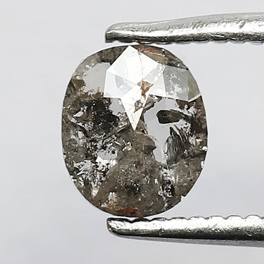 natural oval shape 0.57 ct diamond, 6 mm gray black loose conflict free diamond