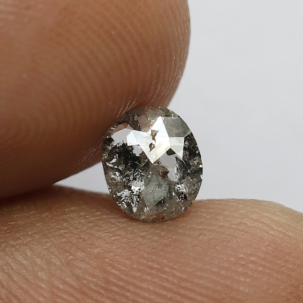 natural oval shape 0.57 ct diamond, 6 mm gray black loose conflict free diamond