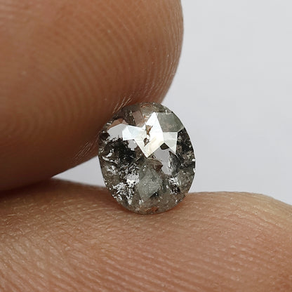 natural oval shape 0.57 ct diamond, 6 mm gray black loose conflict free diamond
