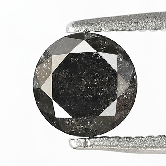 Natural 0.80 Carat Round Brilliant Cut Black Gray Diamond, 6 x 6 mm Salt and Pepper Loose Conflict Free Diamond For Anniversary Ring
