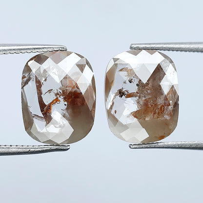 Ethical Natural Pear Translucent Rustic Diamond Pair 4.12 CT, Reddish Gray Loose Diamonds for Stud Earrings & Bridal Jewelry