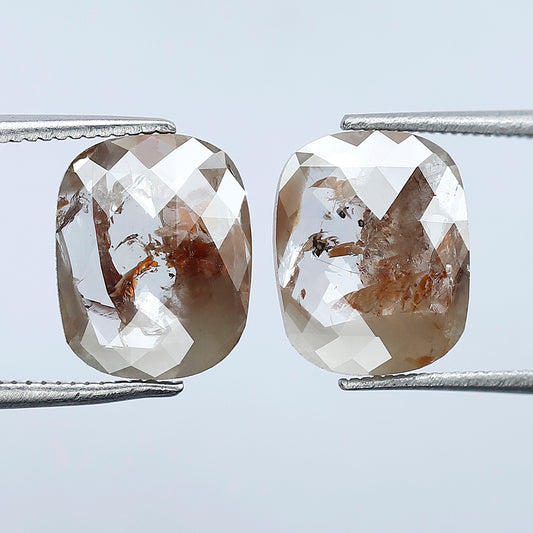Ethical Natural Pear Translucent Rustic Diamond Pair 4.12 CT, Reddish Gray Loose Diamonds for Stud Earrings & Bridal Jewelry