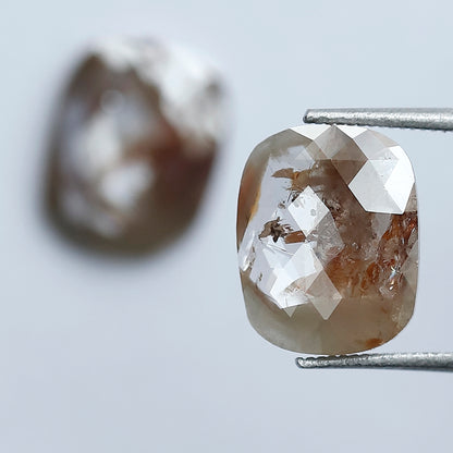 Ethical Natural Pear Translucent Rustic Diamond Pair 4.12 CT, Reddish Gray Loose Diamonds for Stud Earrings & Bridal Jewelry