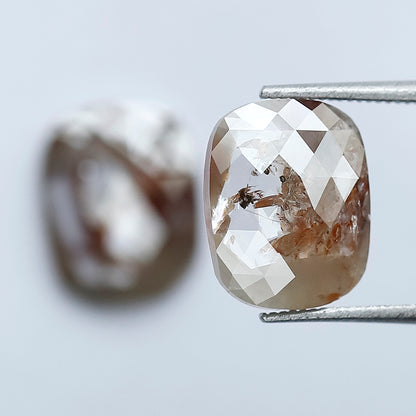 Ethical Natural Pear Translucent Rustic Diamond Pair 4.12 CT, Reddish Gray Loose Diamonds for Stud Earrings & Bridal Jewelry