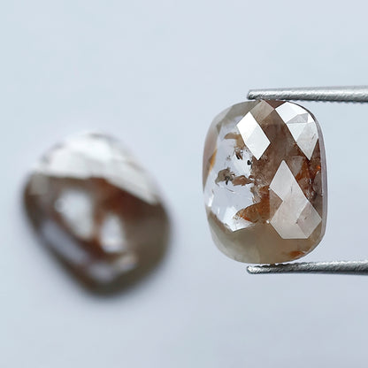 Ethical Natural Pear Translucent Rustic Diamond Pair 4.12 CT, Reddish Gray Loose Diamonds for Stud Earrings & Bridal Jewelry