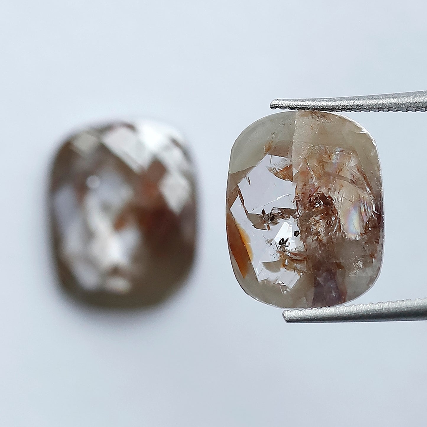 Ethical Natural Pear Translucent Rustic Diamond Pair 4.12 CT, Reddish Gray Loose Diamonds for Stud Earrings & Bridal Jewelry