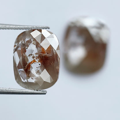 Ethical Natural Pear Translucent Rustic Diamond Pair 4.12 CT, Reddish Gray Loose Diamonds for Stud Earrings & Bridal Jewelry
