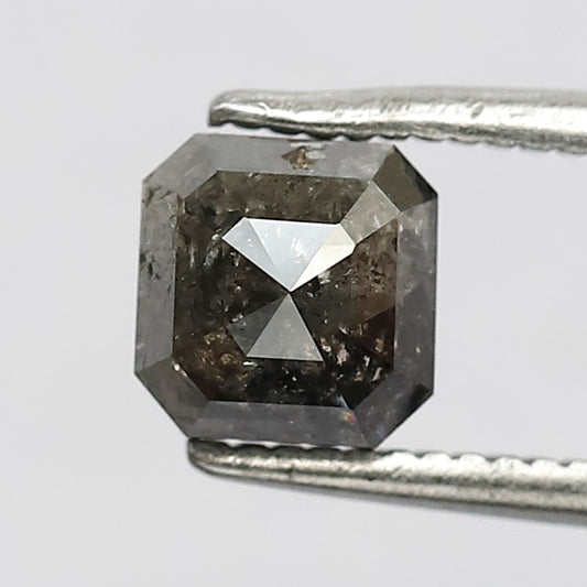 1.10 Ct Salt and Pepper Diamond | Square Emerald Cut Gray Black Natural Loose Diamond