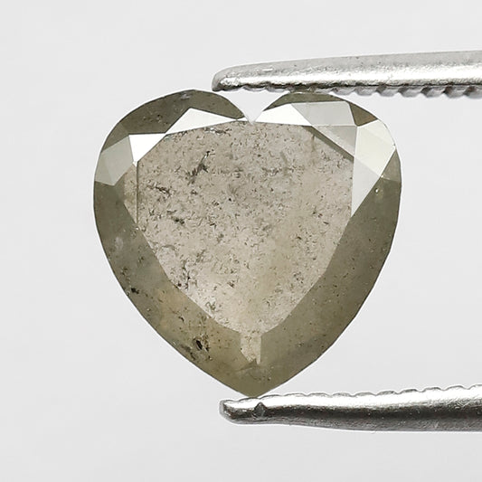 1.93 Ct Heart Shape Salt and Pepper Diamond 8.50 MM Translucent Yellow Natural Loose Diamond