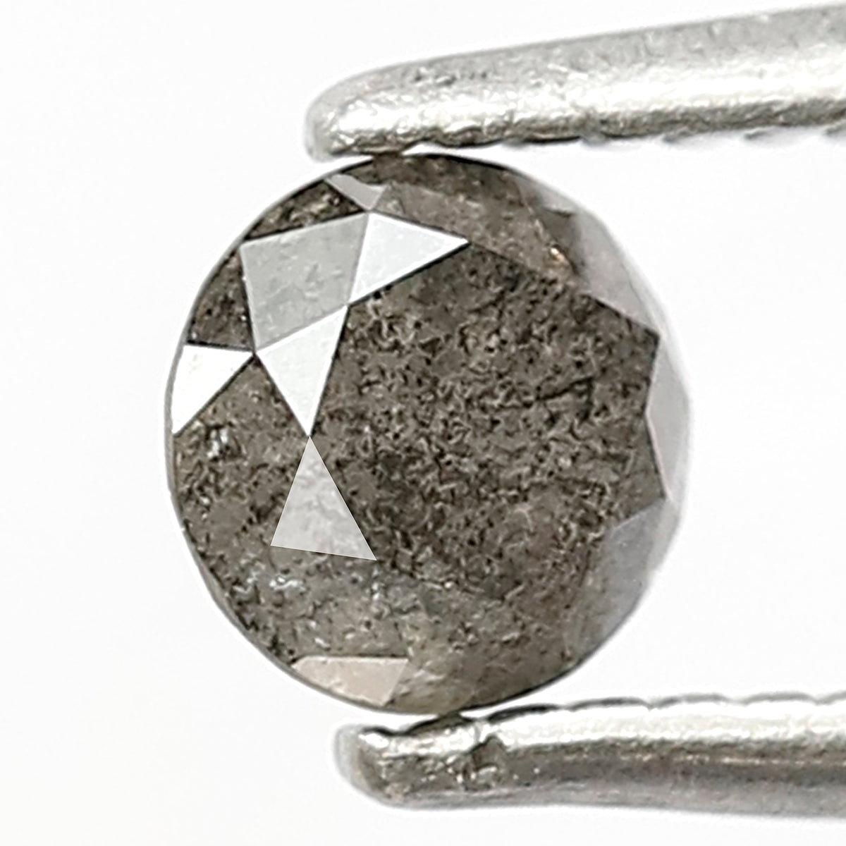 0.38 CT Round Brilliant cut Salt and Pepper Diamond, 4.4 x 4.4 mm Natural Gray Black Loose Diamond for Wedding Band Ring