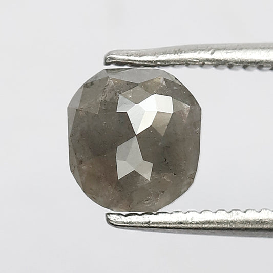 1.21 CT Cushion cut Loose Diamond, 6.3 MM Natural Gray Black Salt and Pepper Diamond