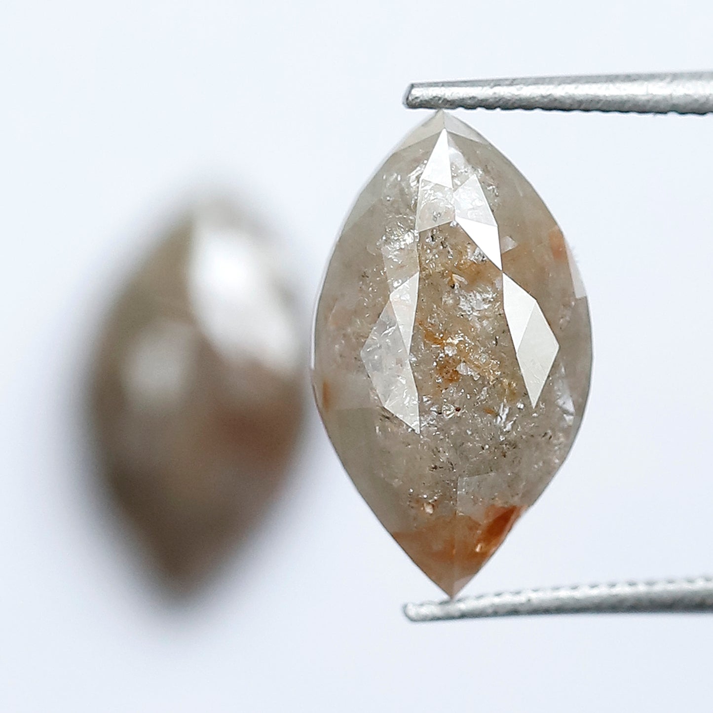 4.15 Carat Marquise Shape Loose Rustic Diamonds, 12.7 mm Matching Natural Grayish Red Diamond Pair for Earrings