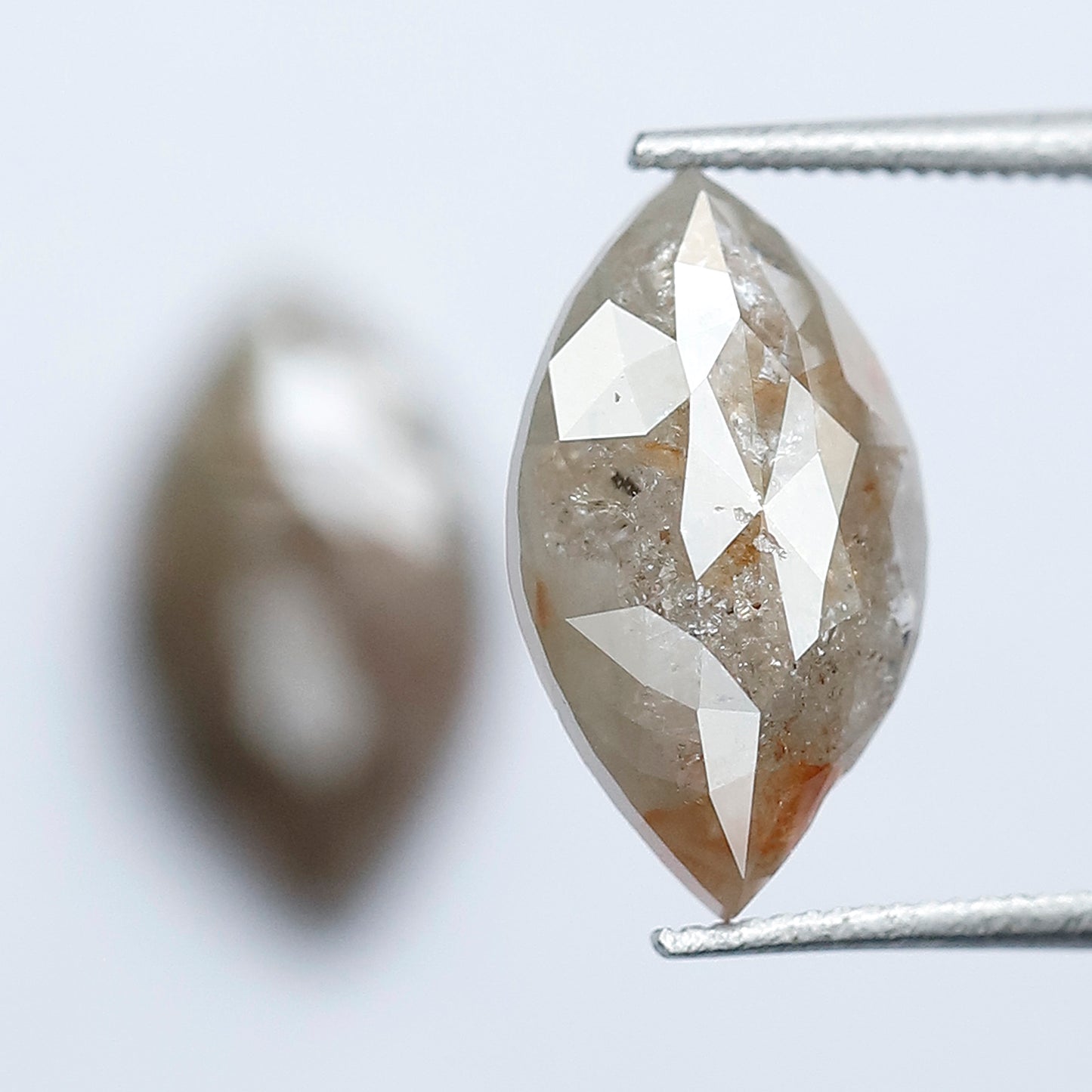 4.15 Carat Marquise Shape Loose Rustic Diamonds, 12.7 mm Matching Natural Grayish Red Diamond Pair for Earrings