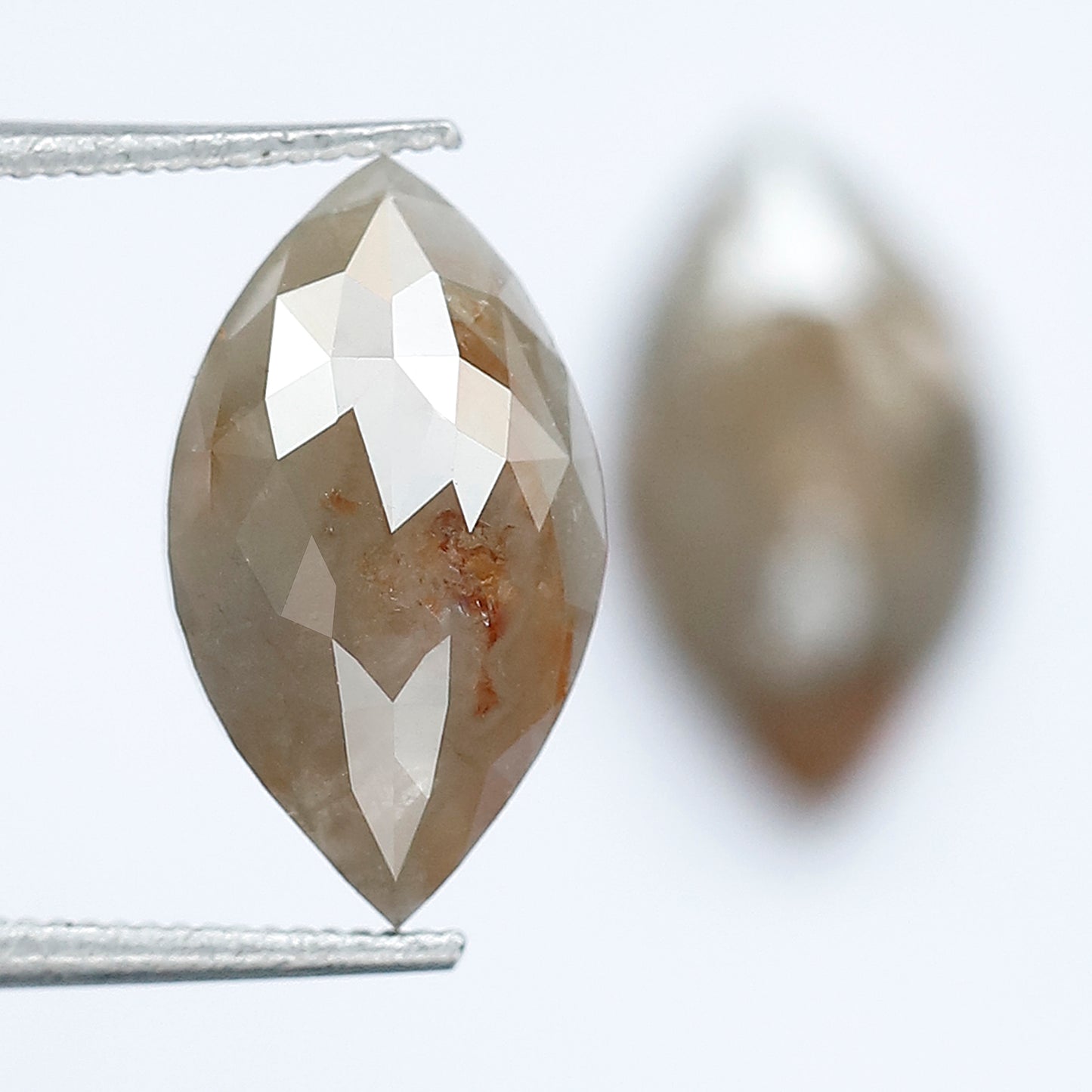 4.15 Carat Marquise Shape Loose Rustic Diamonds, 12.7 mm Matching Natural Grayish Red Diamond Pair for Earrings