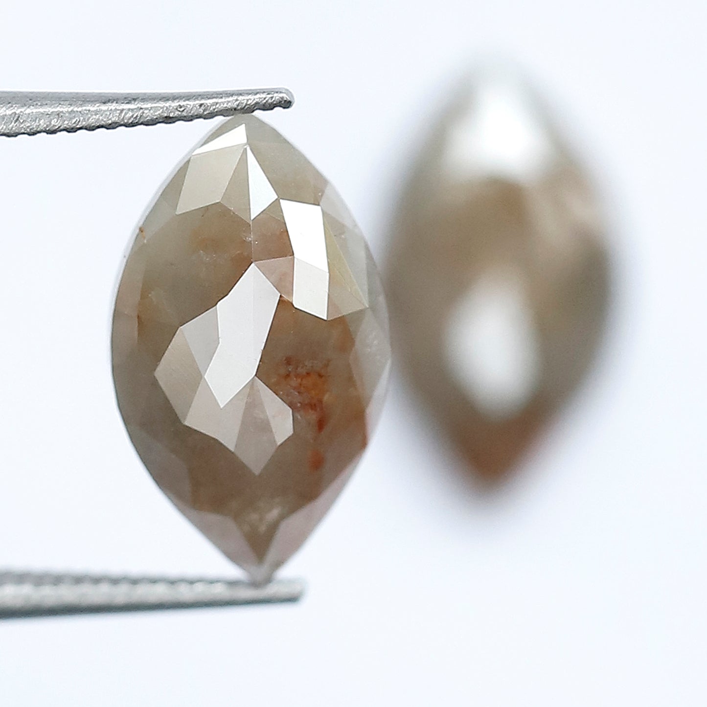 4.15 Carat Marquise Shape Loose Rustic Diamonds, 12.7 mm Matching Natural Grayish Red Diamond Pair for Earrings