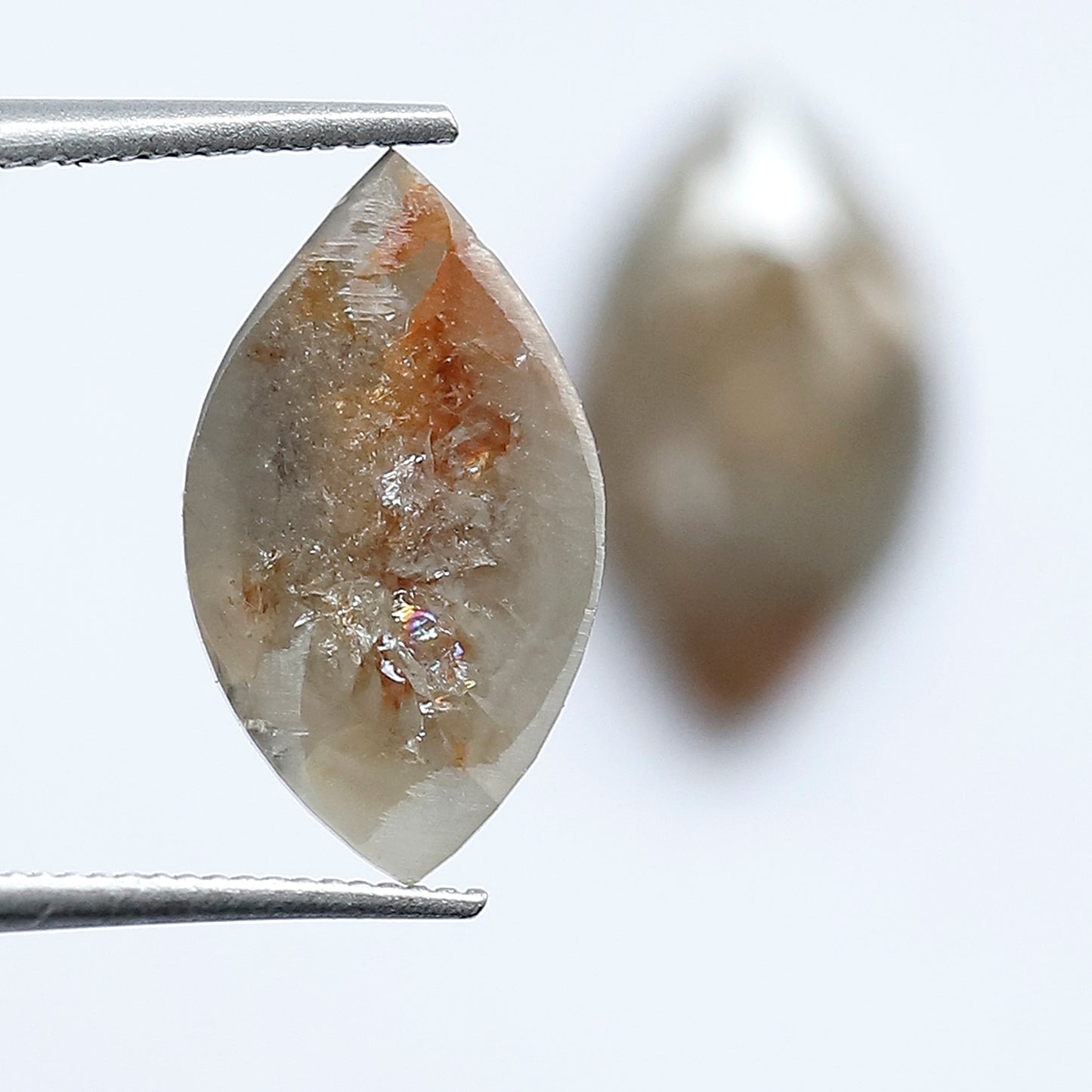 4.15 Carat Marquise Shape Loose Rustic Diamonds, 12.7 mm Matching Natural Grayish Red Diamond Pair for Earrings
