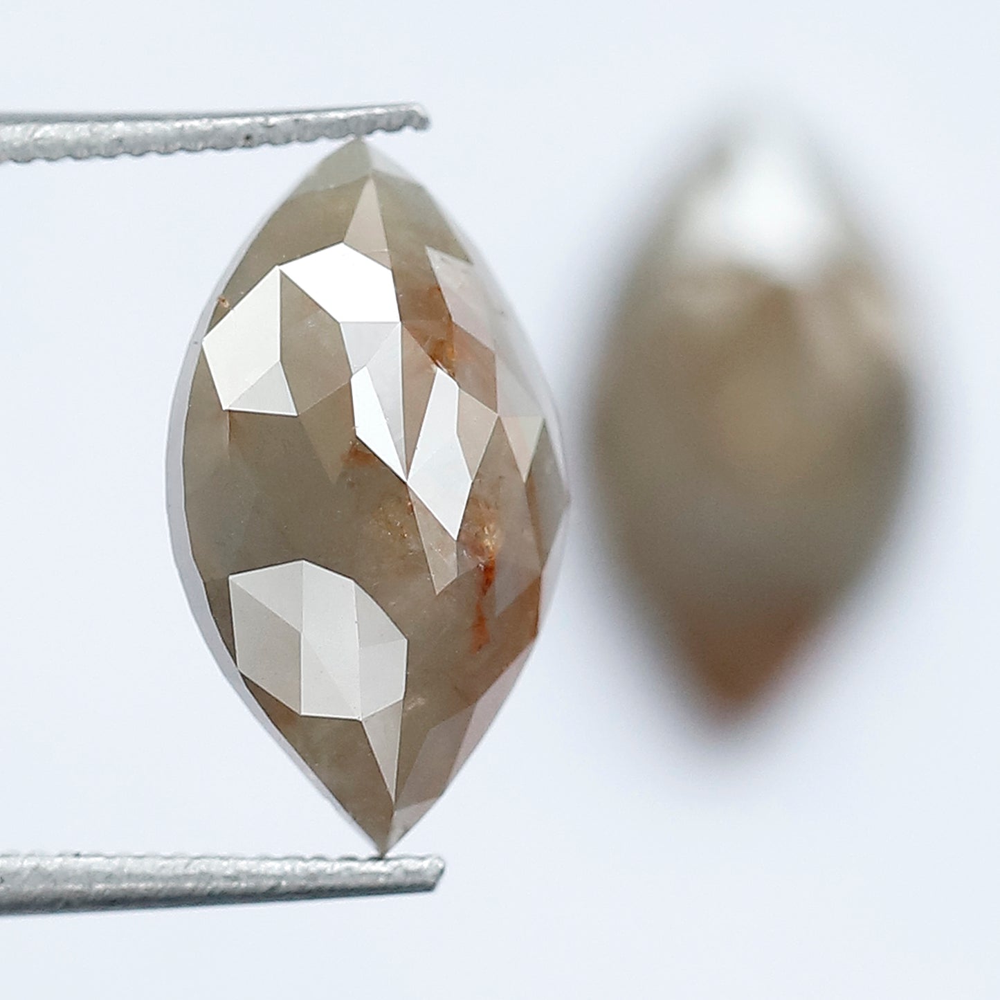 4.15 Carat Marquise Shape Loose Rustic Diamonds, 12.7 mm Matching Natural Grayish Red Diamond Pair for Earrings