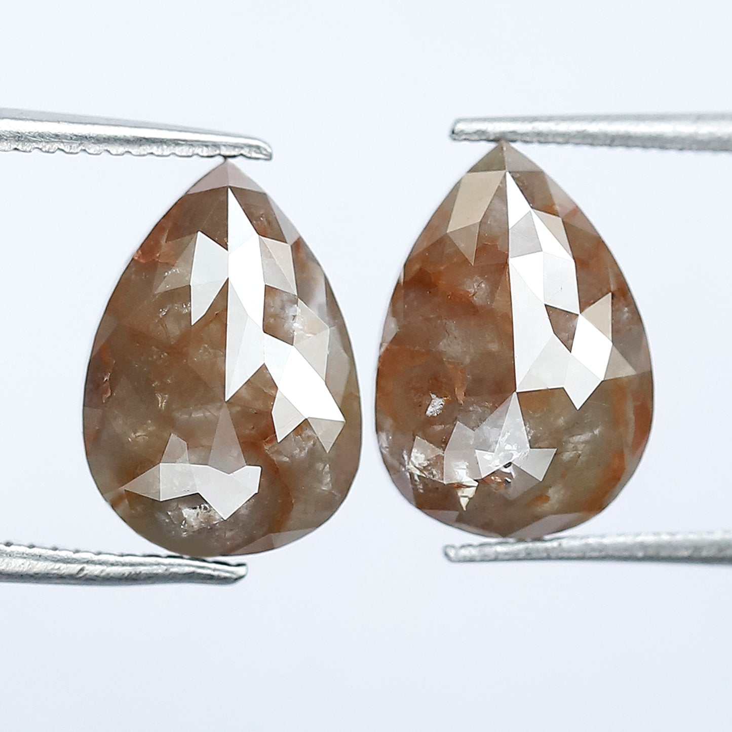 5.05 Ct Pear Shape Rustic Diamond Pair | Natural Reddish Gray Loose Diamonds | 11.20 mm Matching Earrings Stones