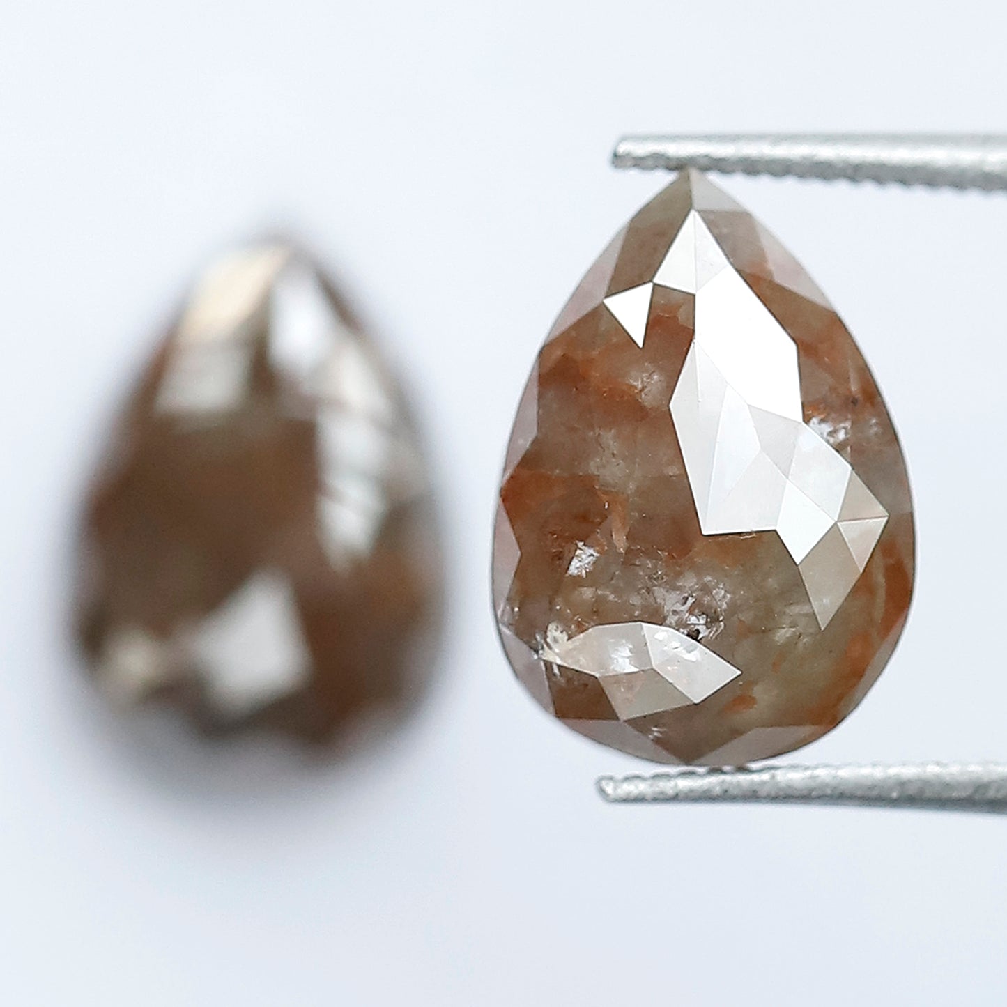 5.05 Ct Pear Shape Rustic Diamond Pair | Natural Reddish Gray Loose Diamonds | 11.20 mm Matching Earrings Stones