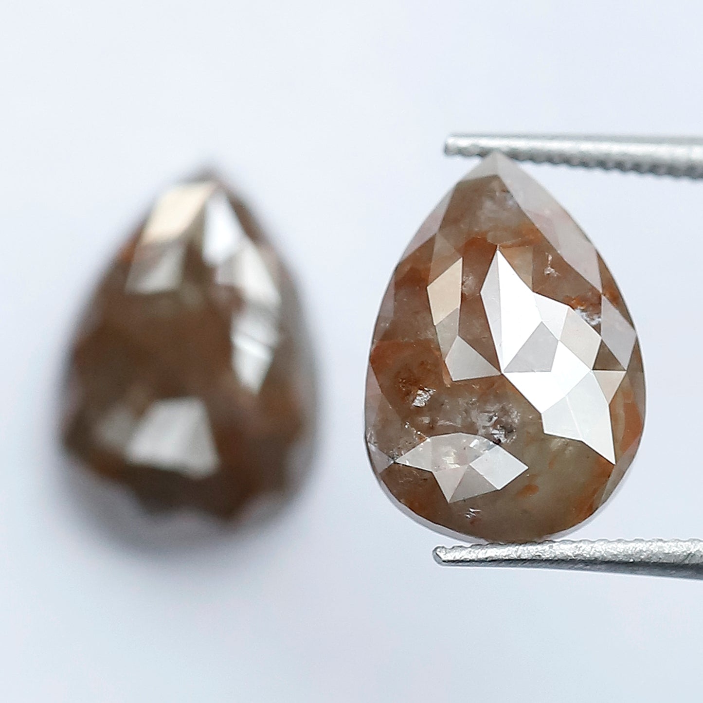 5.05 Ct Pear Shape Rustic Diamond Pair | Natural Reddish Gray Loose Diamonds | 11.20 mm Matching Earrings Stones