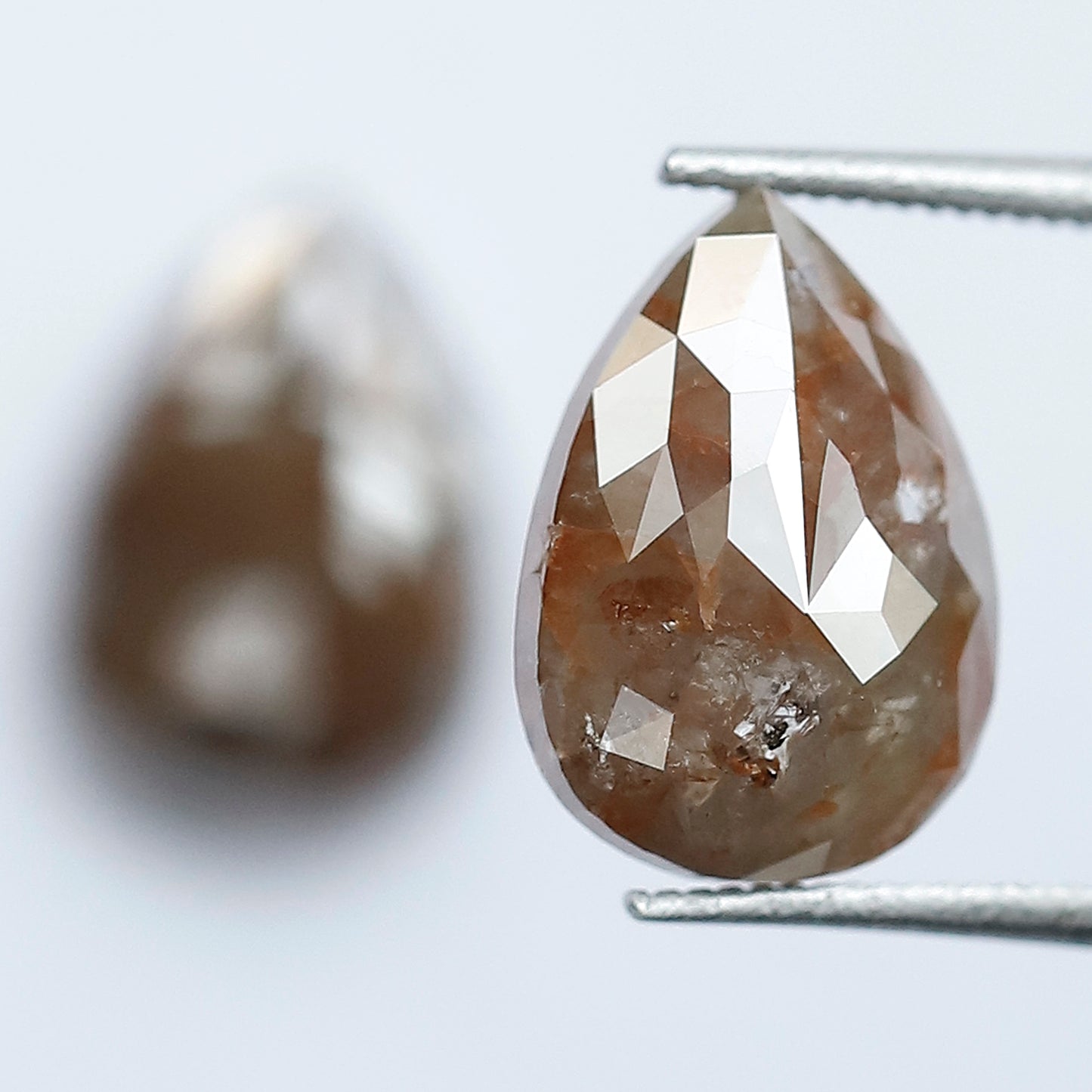 5.05 Ct Pear Shape Rustic Diamond Pair | Natural Reddish Gray Loose Diamonds | 11.20 mm Matching Earrings Stones