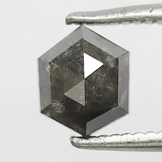 0.86 Ct Hexagon Shape Salt and Pepper Diamond | Natural Gray Black Earth Mined Loose Diamond