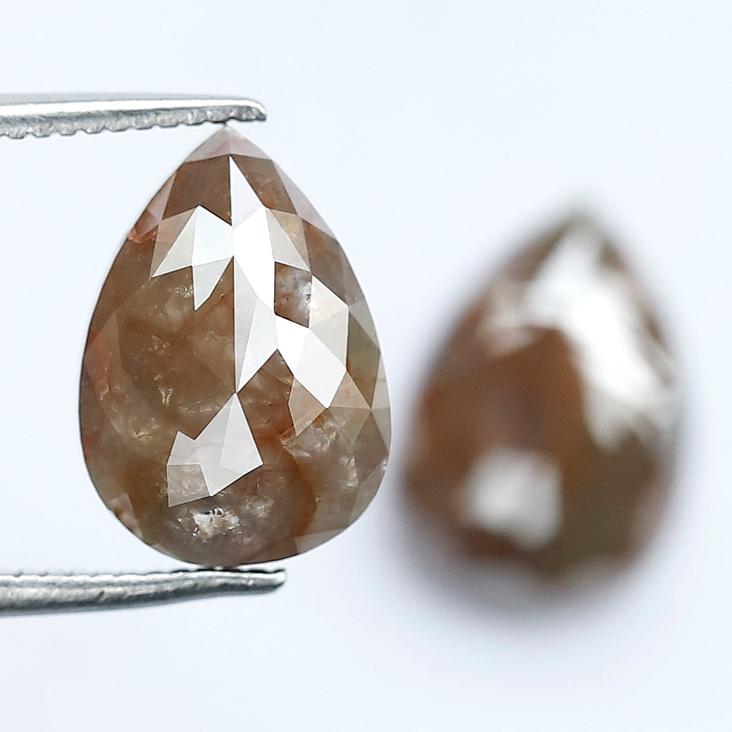 5.05 Ct Pear Shape Rustic Diamond Pair | Natural Reddish Gray Loose Diamonds | 11.20 mm Matching Earrings Stones